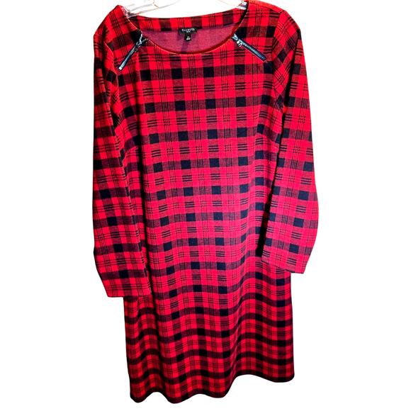 Talbots PL Red Plaid Women's Dress Long Sleeves Petite Size LP Large P12 P14 - Picture 1 of 5